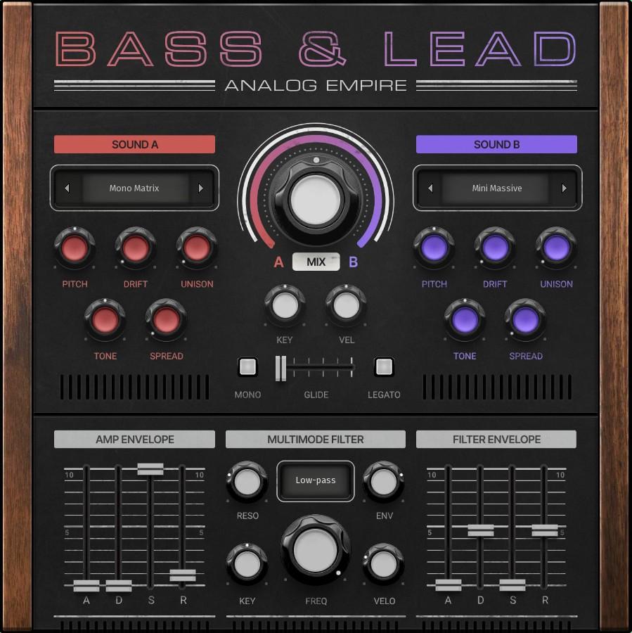Multisampled vintage bass and lead instrument with dual-layer blending, performance controls and built-in FX and mastering.