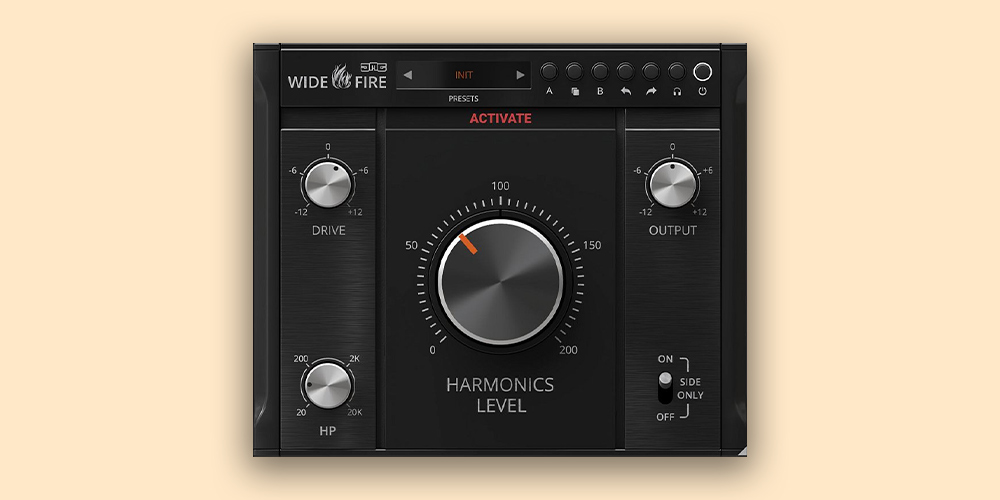 Saturator-based widening that detaches harmonics, spreads them and blends back for wider, mono-compatible stereo.