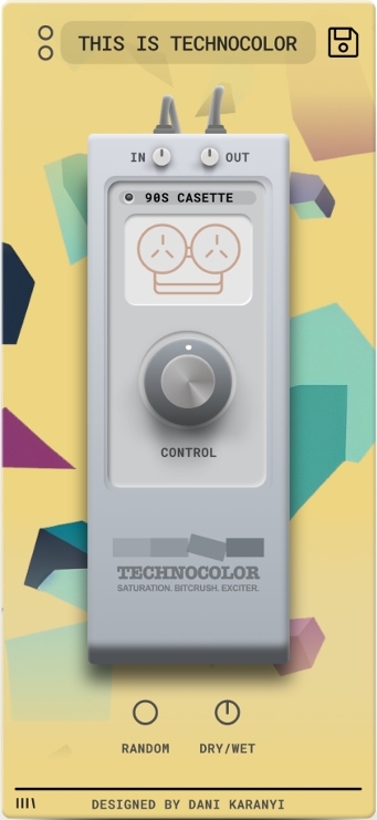 Simple one-knob vintage saturation with multiple algorithms, Quick Random and basic mix controls.