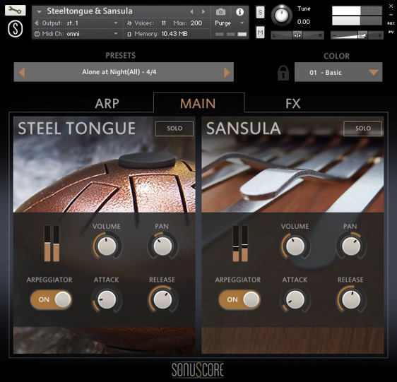 Sansula and Steel Tongue Drum with dual arpeggiators, 80+ presets, and 12 colour textures.