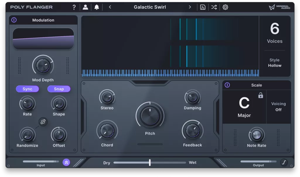 Minimal Audio Poly Flanger plugin interface on sale at Plugin Boutique, 40% off until Oct 19