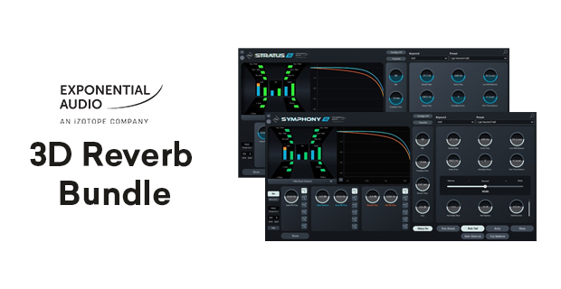 Two 24‑channel immersive reverbs: Stratus for clear spatial rooms, Symphony for lush, modulated multichannel tails.