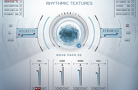 Close-recorded chamber string ensembles with rhythmic articulations and granular rhythmic playback.