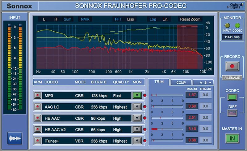 Sonnox Fraunhofer Pro-Codec plugin interface on sale at Plugin Boutique, 75% off until Jul 15
