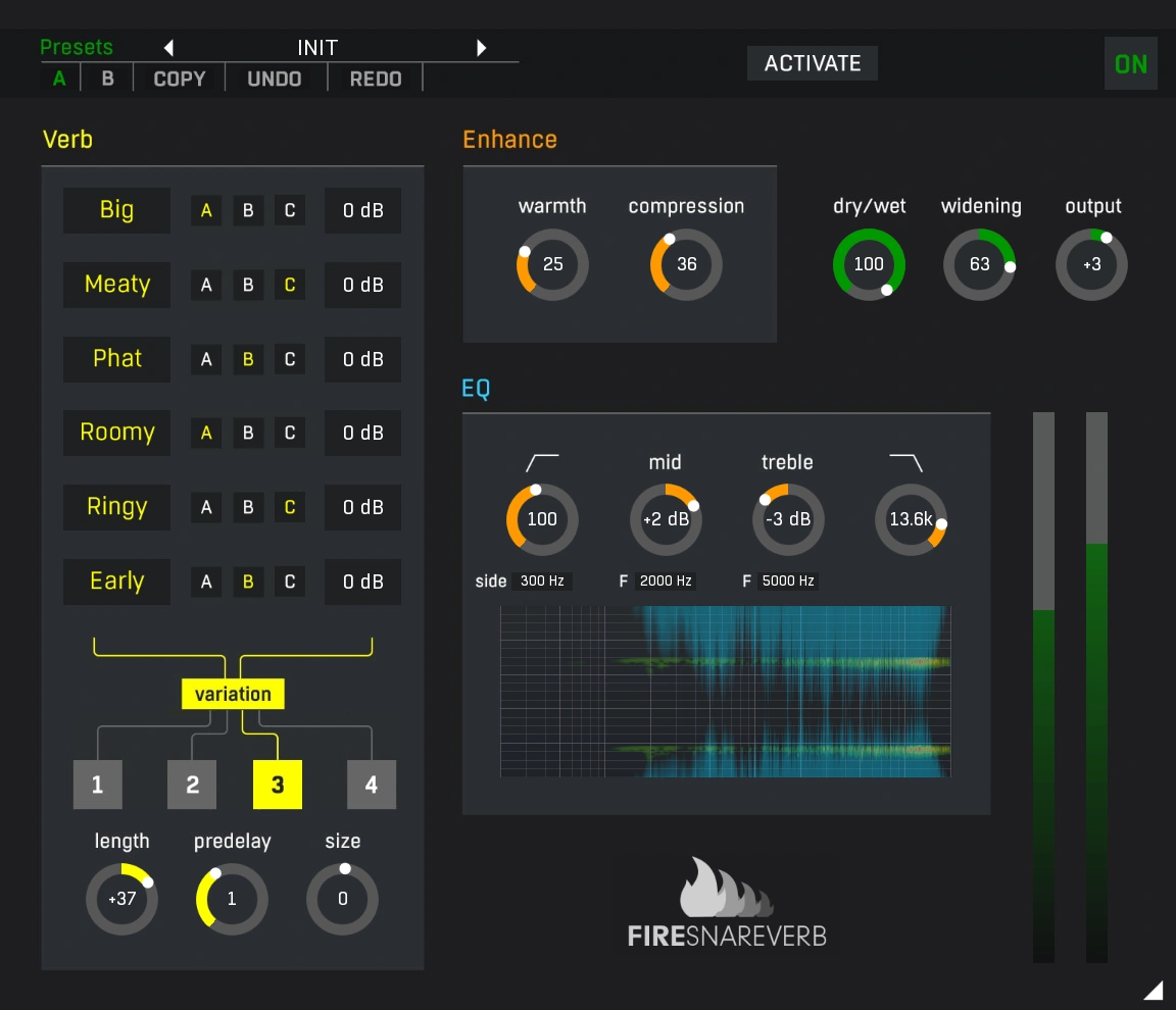 Parallel-bus reverb for punchy, controllable snare tails with blendable algorithms and built-in shaping tools.