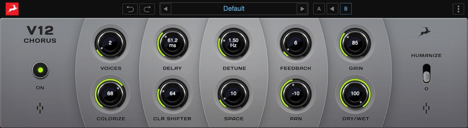 Antelope Audio V12 Chorus plugin interface on sale at Plugin Boutique, 89% off until Jun 30
