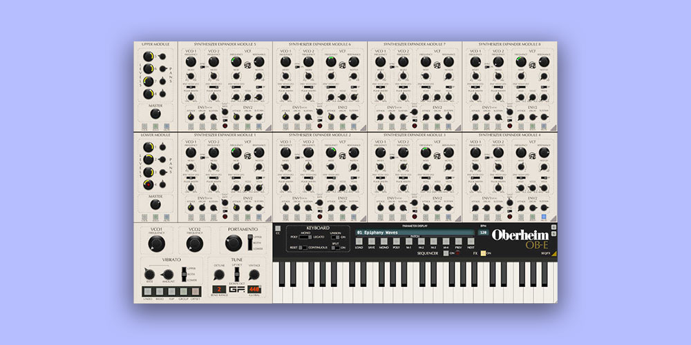 Accurate emulation of the Oberheim 8-Voice with modern sequencing, effects, Drum Mode and extensive preset library.