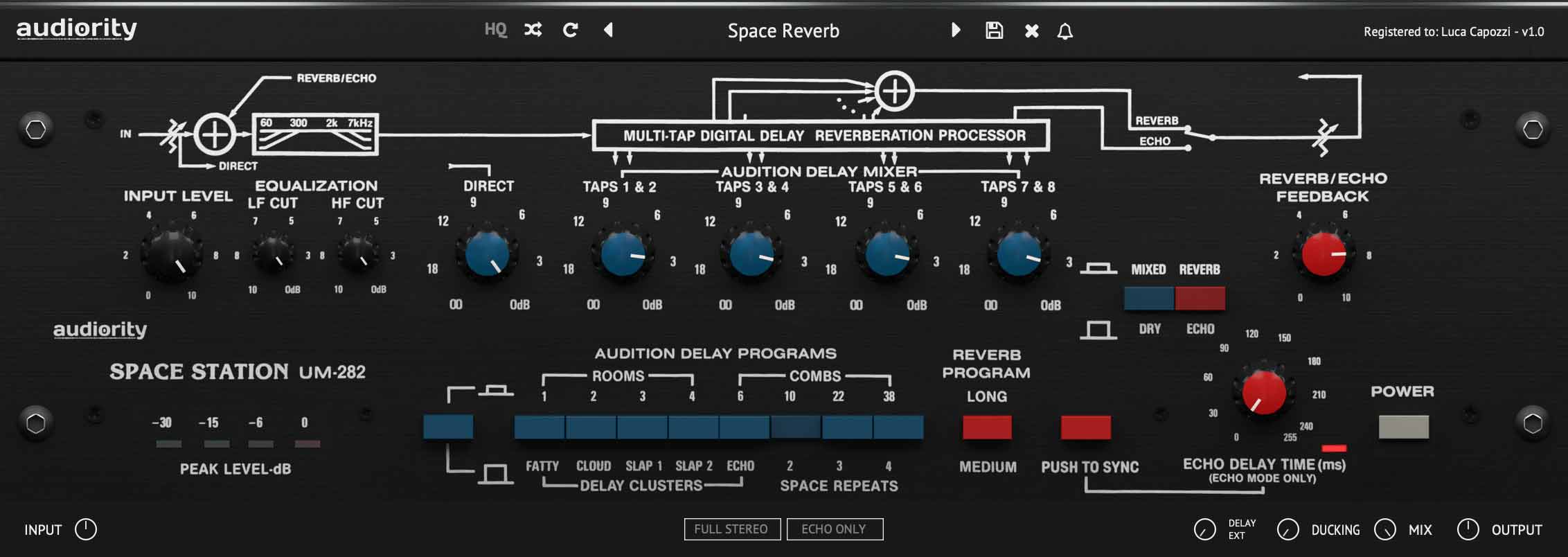 Multi‑tap emulation of the Ursa Major SST‑282 that converts mono signals into vintage stereo echoes and reverbs.