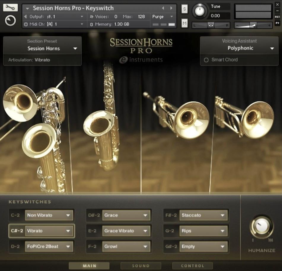 A deeply sampled, play-focused horn library with arranger tools and mixer effects for realistic section performances.