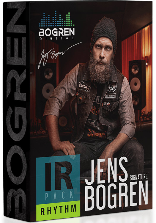 35 mix-ready rhythm IRs profiled by Jens Bogren for dense, clear heavy-guitar tones.