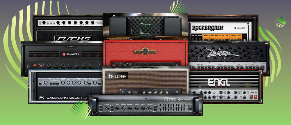 Ten modeled guitar and bass amps with built-in speaker IRs and low-latency performance for tracking and mixing.