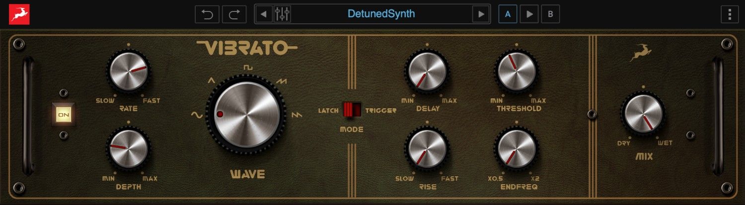 Antelope Audio Adaptive Vibrato plugin interface on sale at Plugin Boutique, 90% off until Aug 31