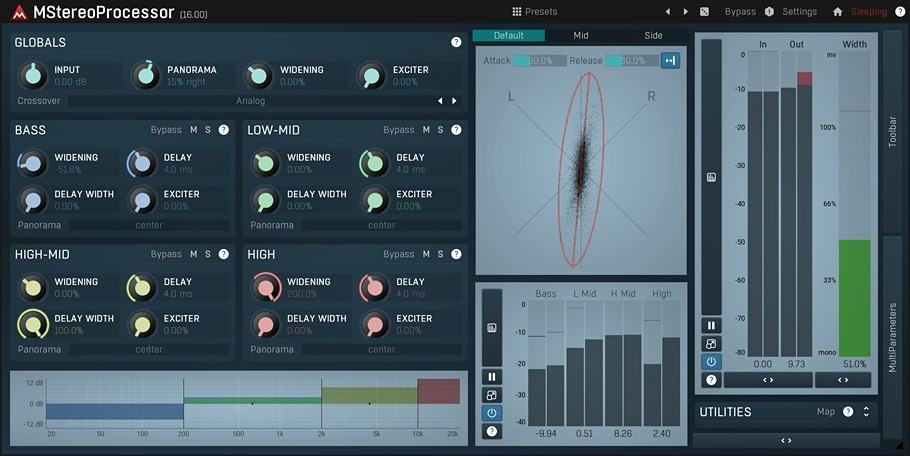 MeldaProduction MStereoProcessor plugin interface on sale at Plugin Boutique, 50% off until Sep 06