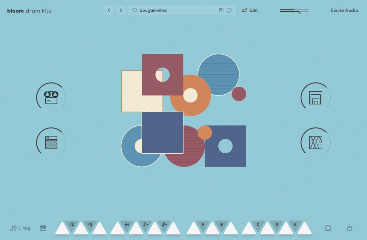 Live‑played, characterful drum kits and looped one‑shots with a sampler/sequencer and sample import.