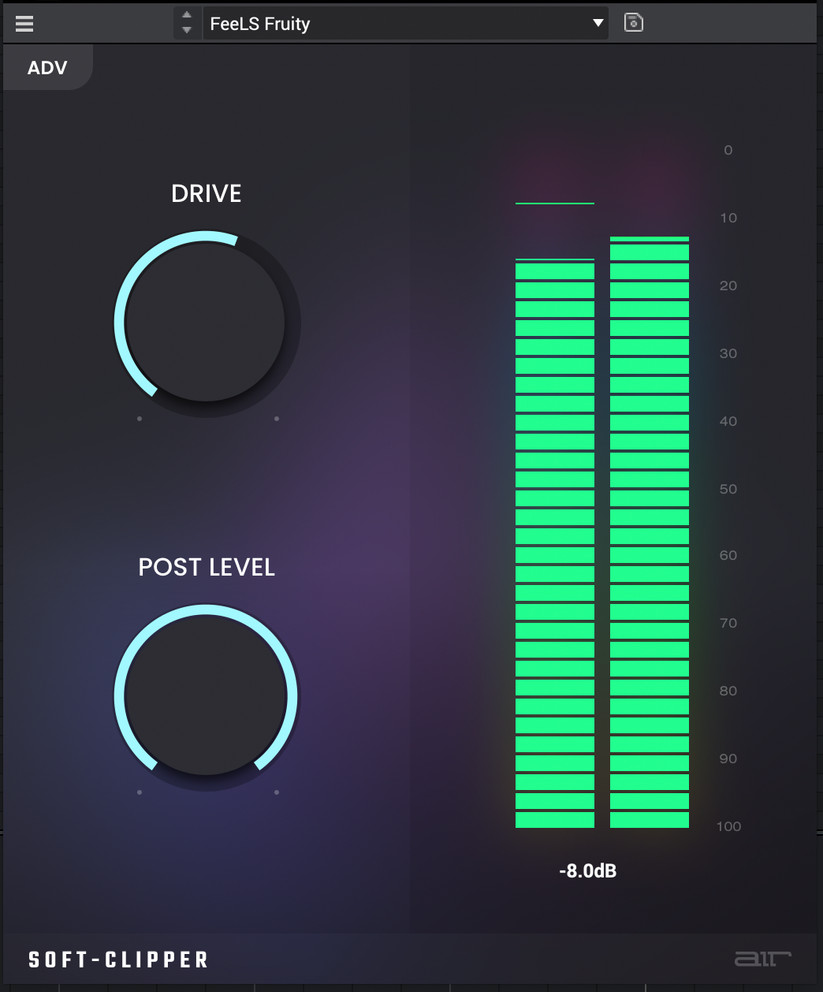 Soft clipping with tone shaping, true‑peak protection and mix control for loud, clean tracks.