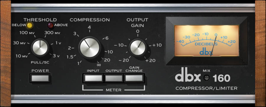 Faithful emulation of the dbx 160 VCA compressor with Dry/Wet mix and sidechain filter for modern parallel workflows.