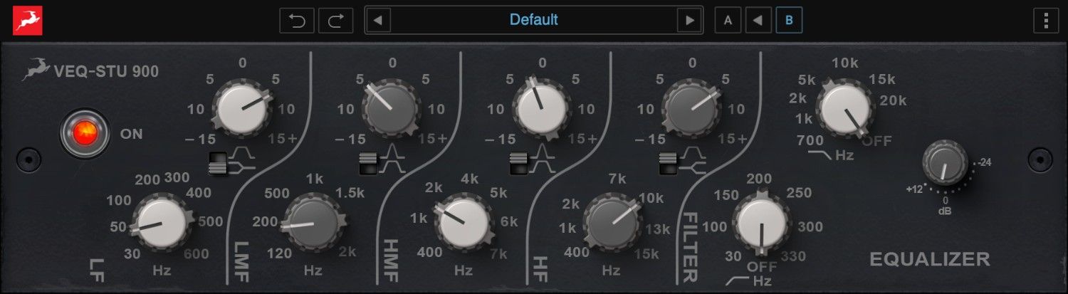 Four-band semi-parametric EQ with switchable bell/shelf, dual-Q mids, and native plus Synergy Core versions.
