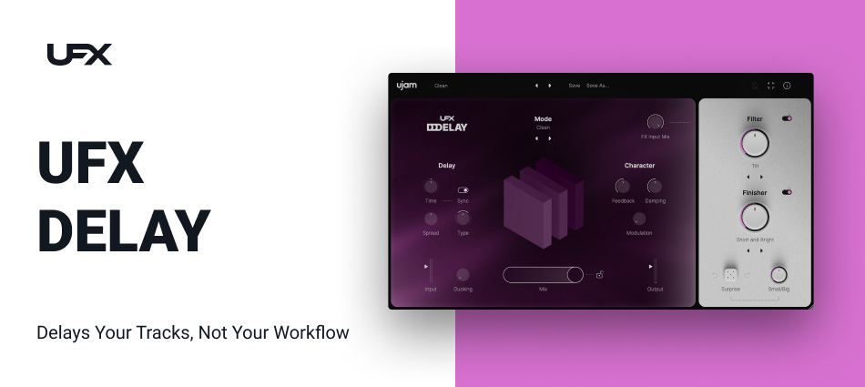 UJAM UFX DELAY plugin interface on sale at Plugin Boutique, 61% off until Mar 31