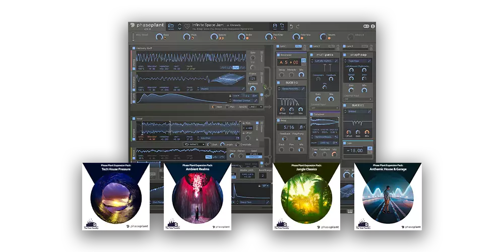 Phase Plant plus four preset expansions—200 presets spanning club, ambient and classic jungle sounds.