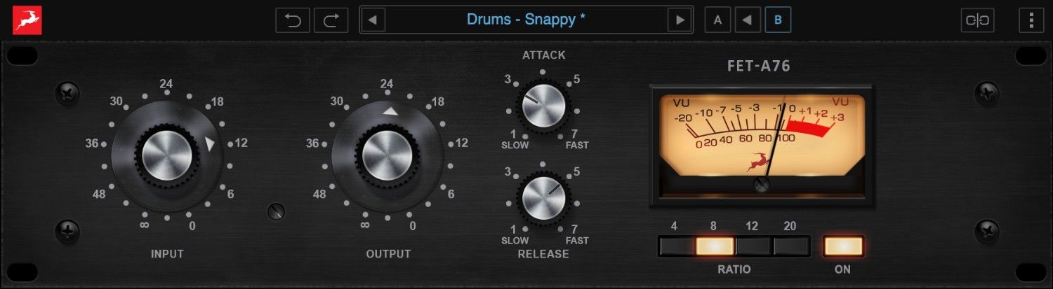 FET-style compressor with fast attacks, punchy coloration and an 