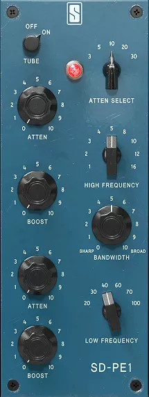 Passive-style EQ modeled on classic 1960s hardware with a selectable tube stage and expanded frequency control.