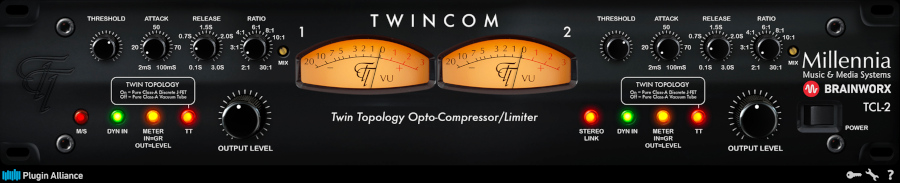 Stereo optical compressor plugin with selectable tube or J‑FET paths, M/S processing, and per-channel dry/wet control.