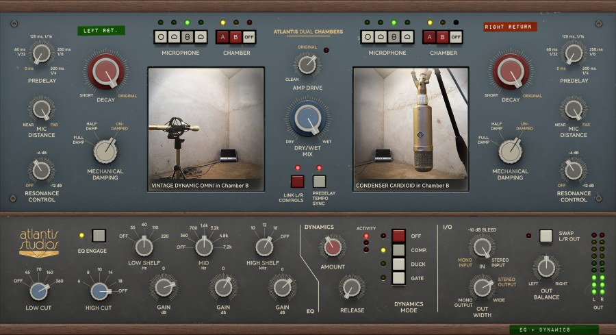 Accurate dual‑chamber emulation of Atlantis Studios for bright, long‑decay ambient and pop/rock reverbs.