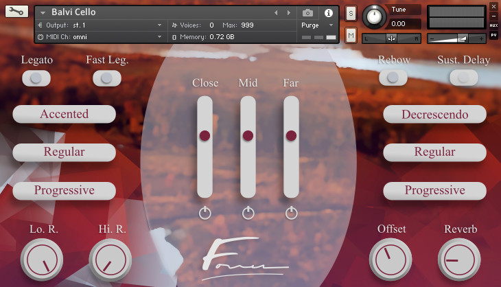 Expressive solo cello library with velocity-driven legato, rebow control, fast transitions and three mic positions.