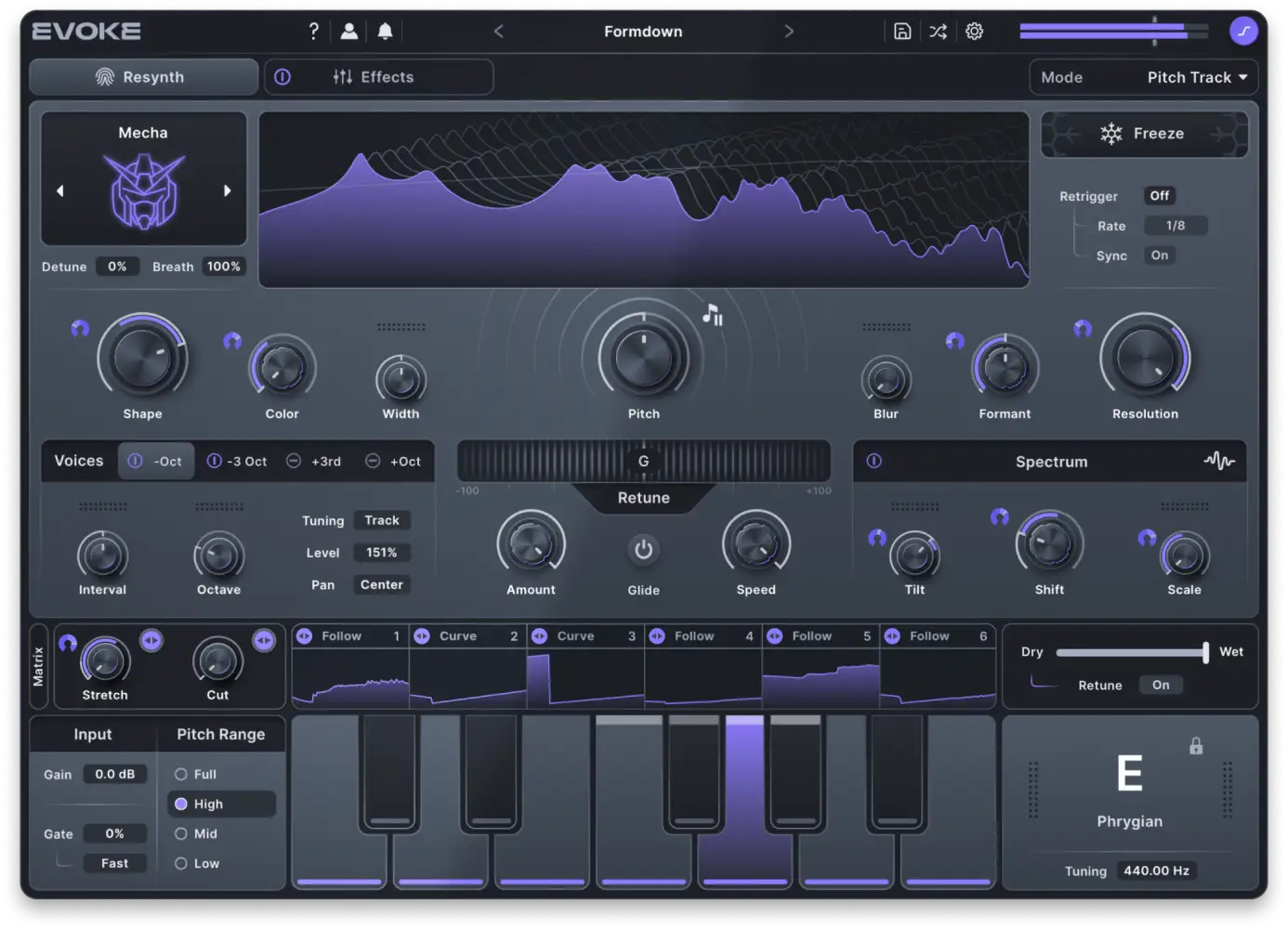 Real-time vocal resynthesis for tuned leads, rich harmonies, and textural vocal transformations.