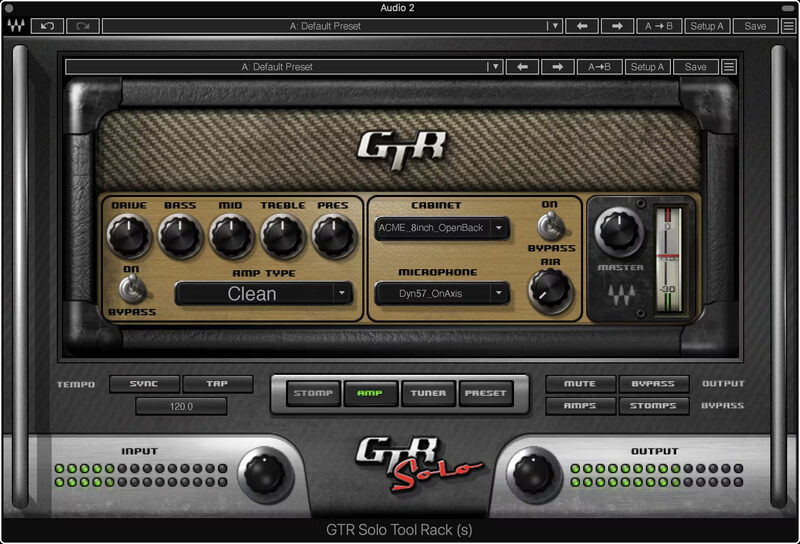 Compact Waves amp and pedal suite with virtual cabs, mic options, presets and a live-friendly ToolRack workflow.