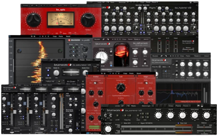 Ten Brainworx plugins for filtering, M/S processing, saturation, limiting and stereo spatial tools.
