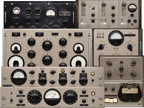 Seven analog-emulation plugins for vintage delay, tape modulation, tube saturation, and classic compressors.