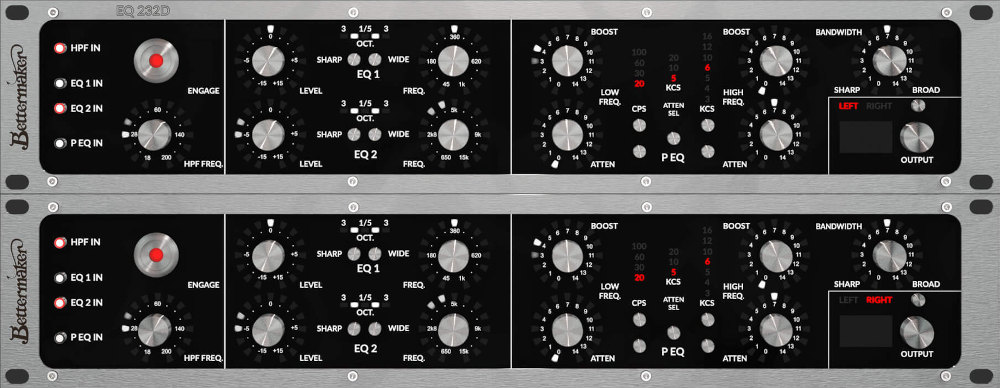 Pultec‑style passive shelving with modern parametric filters and M/S processing for mix and master duties.
