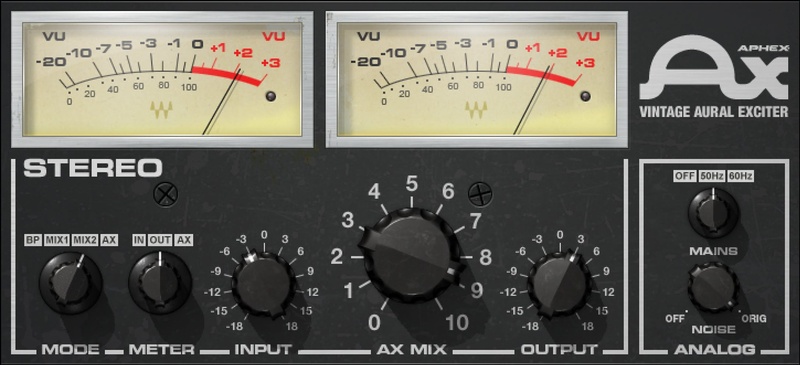 Adds high-frequency sheen and subtle harmonic excitement to vocals, guitars and masters without boosting treble.
