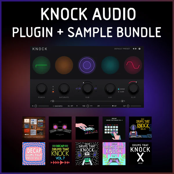 Plugin and complete Drums That Knock sample collection for punchy, mix-ready drums and tuned subs.