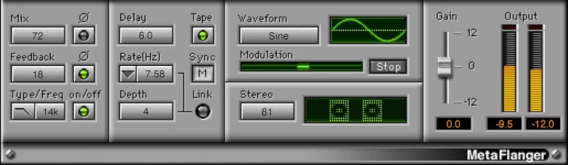 Waves MetaFlanger plugin interface on sale at Plugin Boutique, 64% off until Jun 14