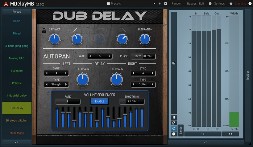 Multiband delay with tempo-synced taps, modulators and surround capability for precise, evolving delay effects.