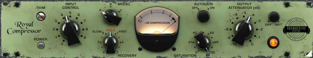 Vari‑mu compressor with three circuit models, AGC and adjustable valve saturation for vintage analogue character.