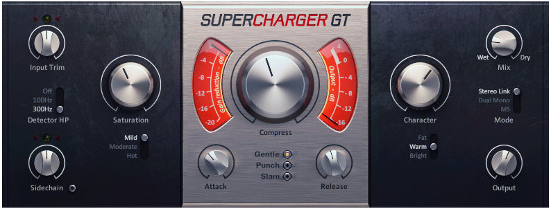 Tube-inspired compressor with selectable saturation types and tonal character controls for shaping tracks.