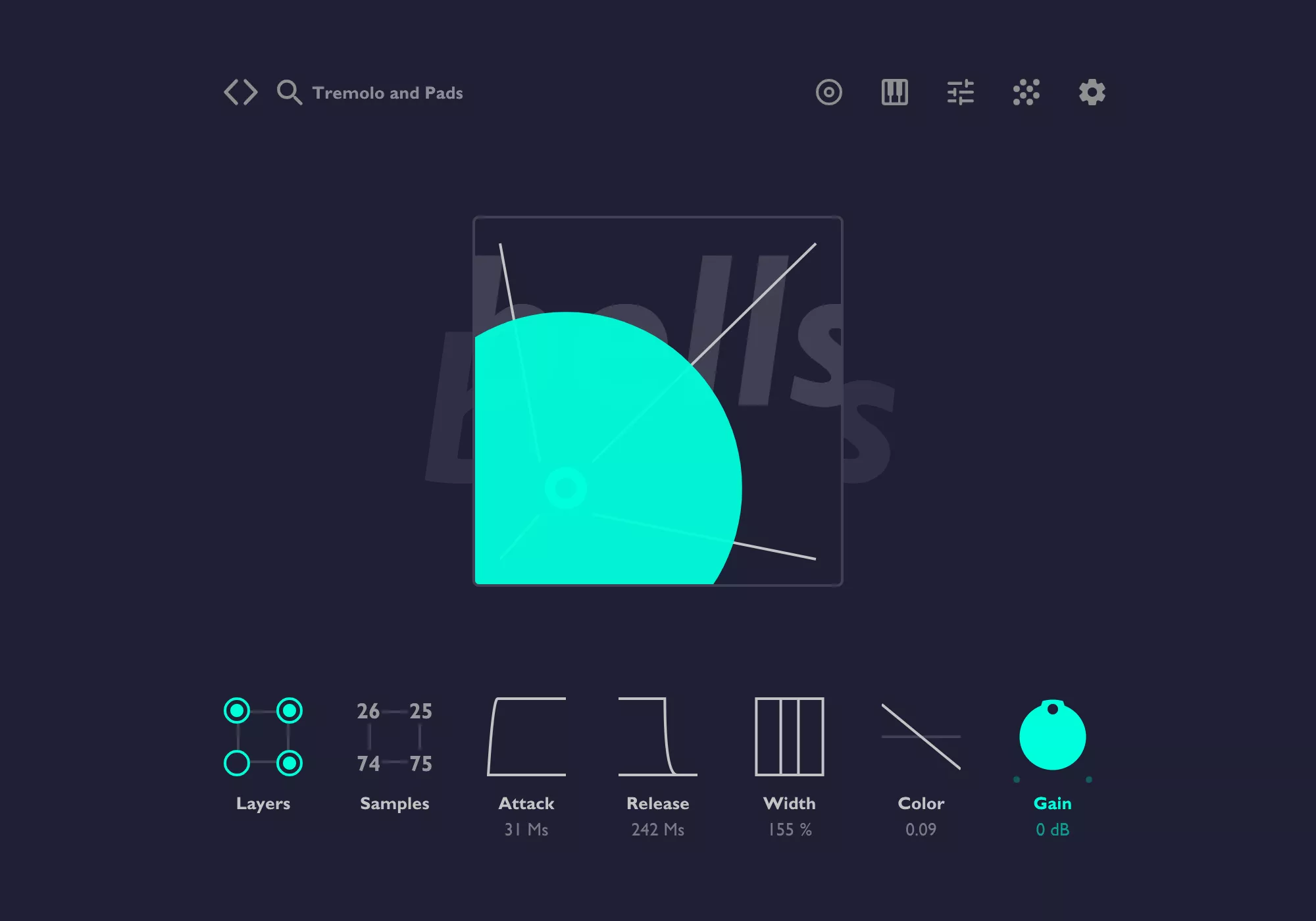 Four-layer sampled bell instrument with XY blending, pitch design, and built-in studio effects.