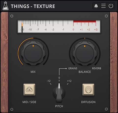 Granular reverb with pitch shifting and a mid/side mode for creative ambient and stereo effects.