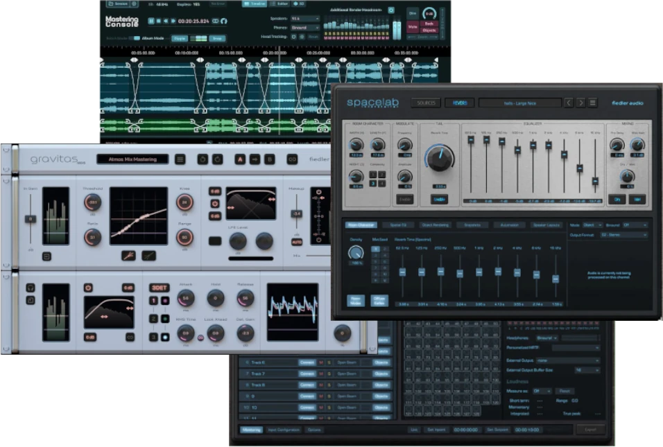 Complete Dolby Atmos production, monitoring, and mastering toolset with object-based reverb and multichannel dynamics.