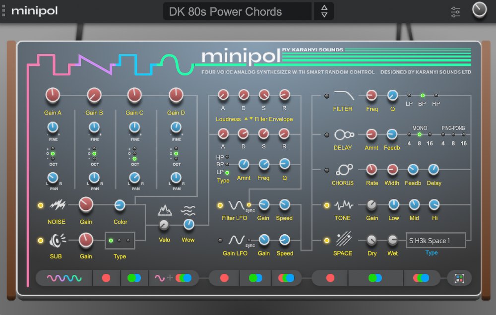Compact virtual analogue synth with intuitive single-window workflow and a Smart Random Bar for instant idea generation.