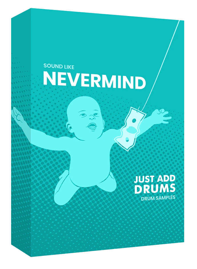 Kontakt drum library modeled on Nevermind-era sounds with dedicated Lexicon-style reverbs and multichannel mic control.