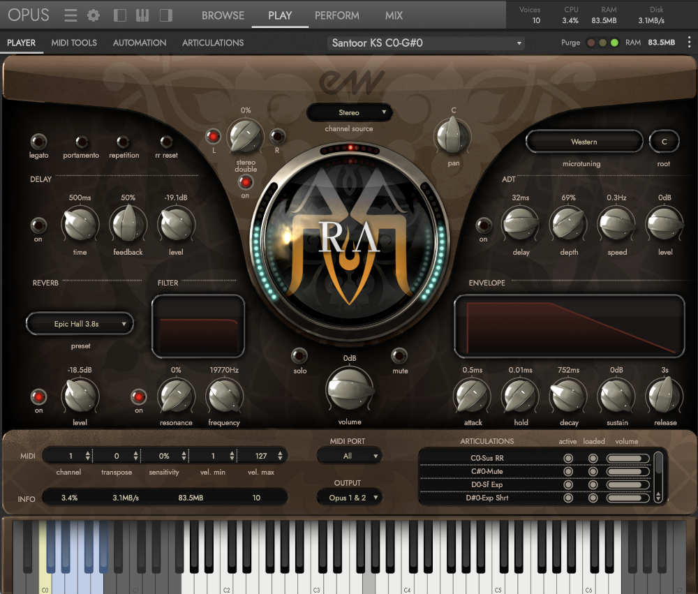 A professionally sampled collection of rare global instruments with extended performance and tuning controls.