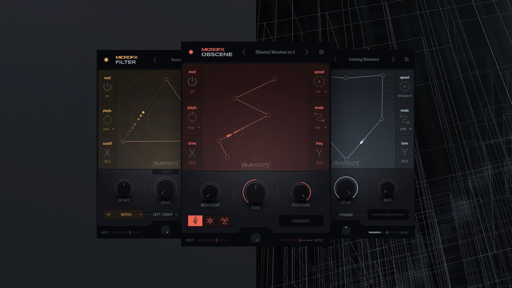 Four focused effects—distortion, filter, shimmer reverb, and bus refiner—for sculpting tone, ambience, and final polish.