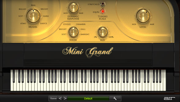 Seven sampled acoustic pianos with realistic string resonance and room simulation for versatile studio and performance use.