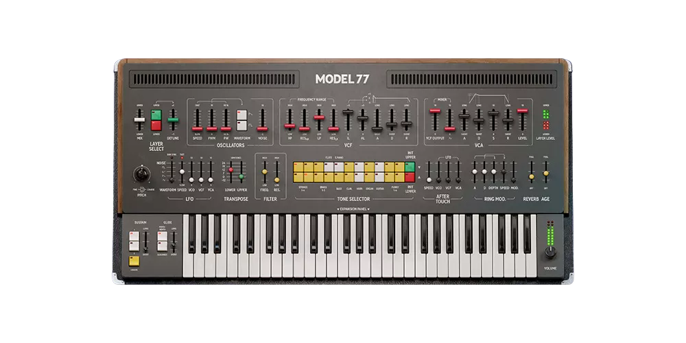 Accurate modeling of three 1977 synths with dual layers, polyphonic aftertouch, and modern workflow enhancements.