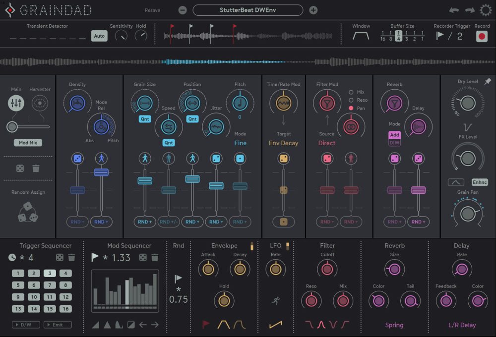 Sugar Bytes Graindad plugin interface on sale at Plugin Boutique, 30% off until Aug 31