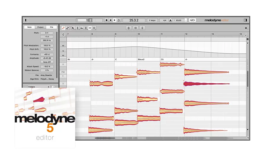 Celemony Melodyne 5 Editor Limited Time Offer plugin interface on sale at Plugin Boutique, 57% off until Jun 30